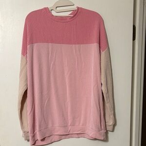 Colorblock Pink and Cream Women's Sweater